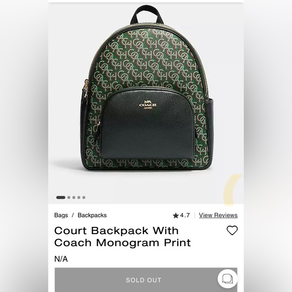Coach monogram signature green backpack - Picture 8 of 8